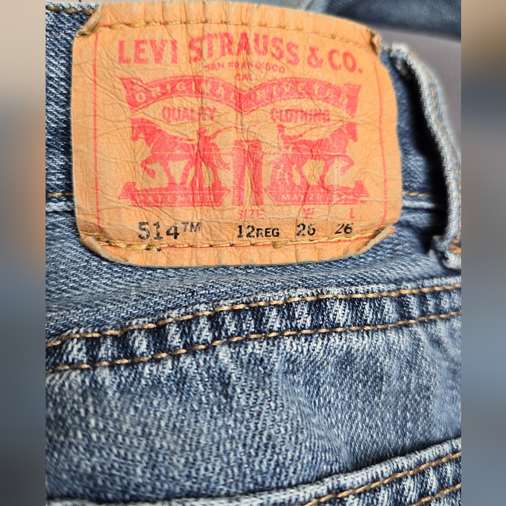 Levi's Slim Straight Blue Jeans Classic Design BOY JEANS, 514TM 12REG 26 X 26